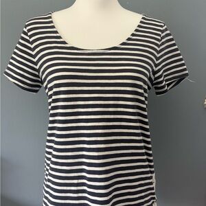 J. Crew Black & White Striped Scoop Neck Tee